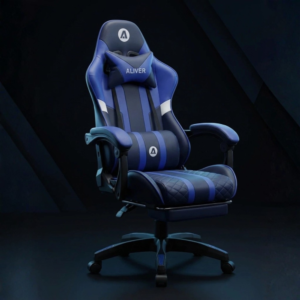 Silla Gamer Aliver Raptor Masajes/Reposapies Negro/Azul AL-GC9910