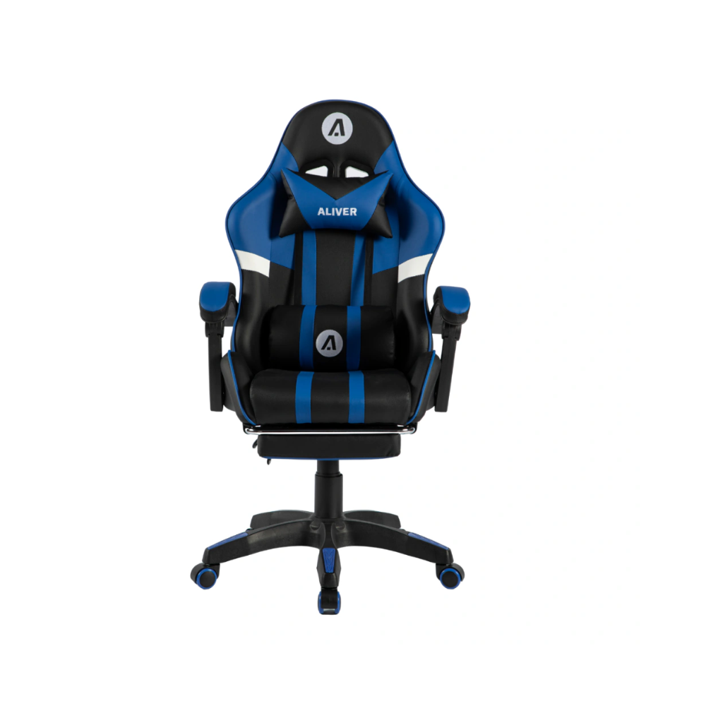Silla Gamer Aliver Raptor Masajes/Reposapies Negro/Azul AL-GC9910 - Imagen 2