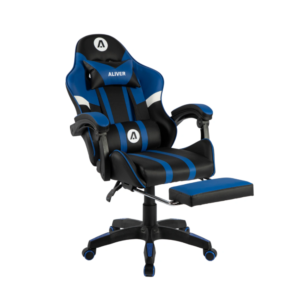 Silla Gamer Aliver Raptor Masajes/Reposapies Negro/Azul AL-GC9910