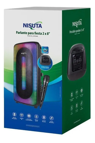 Parlante amplificado BT RGB 2x8" Nisuta NS-PA88B Microfono 300w - Imagen 5