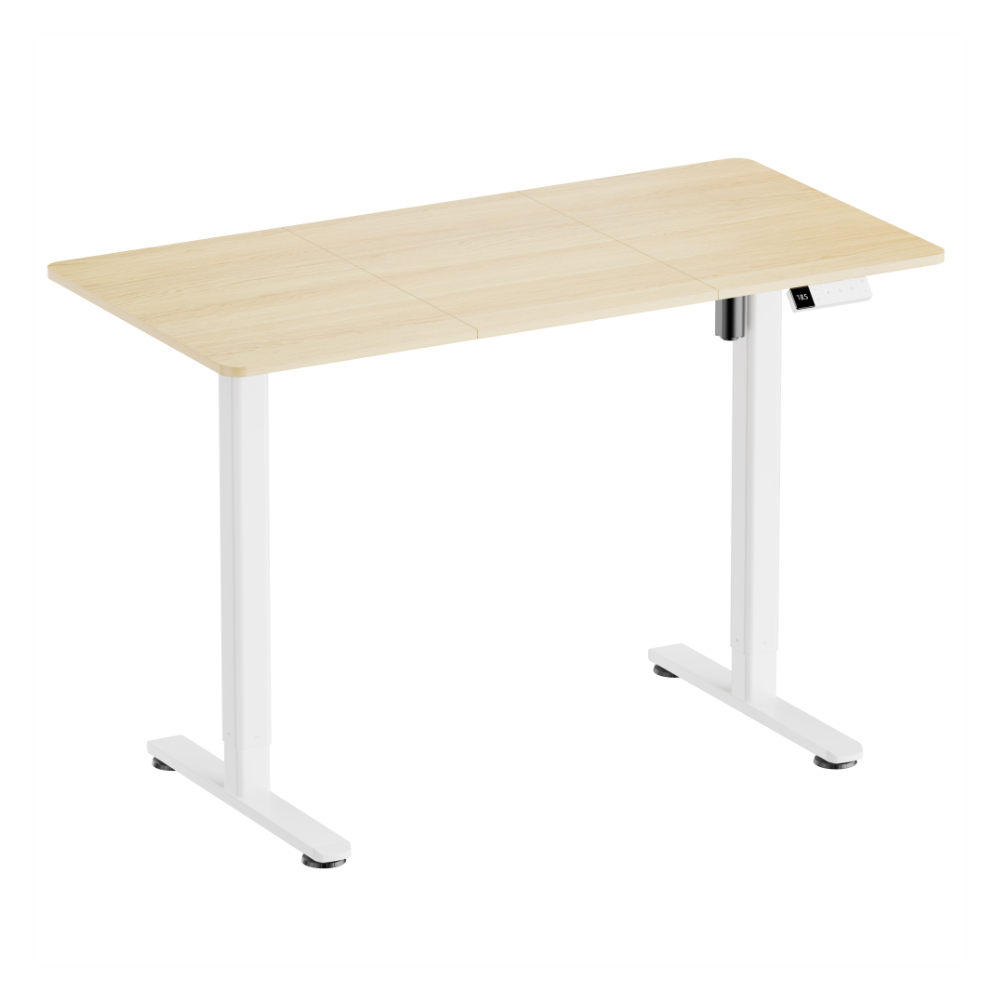Escritorio Motorizado S16 (patas blancas, tablero marron clarito) 1m x 0,6m Blue Box BBX00016