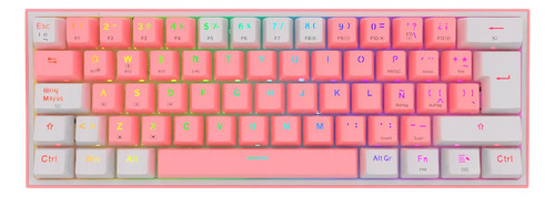 Teclado Mecanico Redragon K616 Fizz Pro Rosa/Blanco K616-RGB PW-SP
