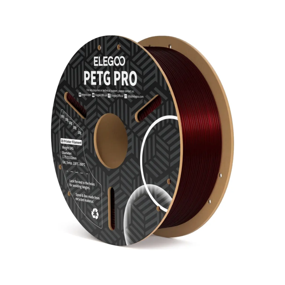Filamento 3D Elegoo PETG Pro 1Kg Rojo Borgona