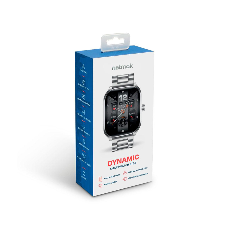 SmartWatch Netmak DYNAMIC-S BT5.3/Curvo/Microf/Malla Met. Plateado NM-DYNAMIC-S - Imagen 2